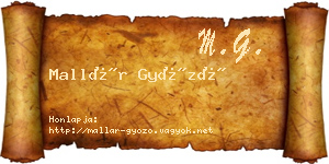 Mallár Győző névjegykártya